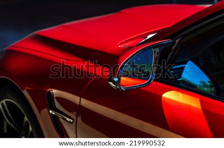 Luxury red car details view, elegant and beautiful