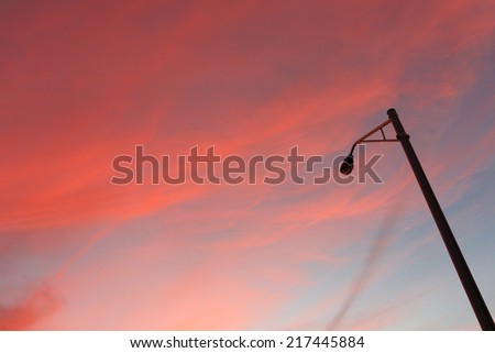 road lamp and sunset sky