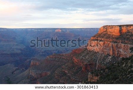 Grand Canyon - July 5, 2015: Sunset at Bright Angel Point, Grand Canyon, Arizona, USA.