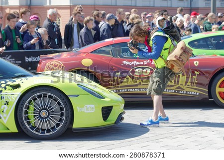 STOCKHOLM - MAY 23, 2015: Powerful sports-car parked before the start of the public event Gumball 3000, May 23, 2015 in Stockholm, Sweden