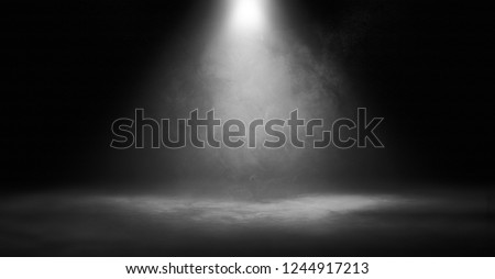 Studio room, Floor and wall background, Dark gradient black and white grungy background for display or montage of product, Spotlight backdrop for business shoot.