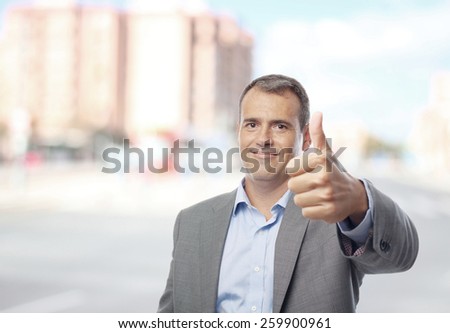 businessman all right gesture in exterior