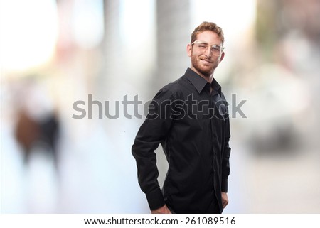 triumphant ginger young man with shirt