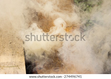wood, smoke, board, white smoke, smoke creeping