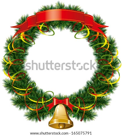 christmas bells with christmas tree decorations