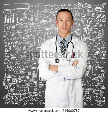 doctor smiles at camera isolated on different backgrounds