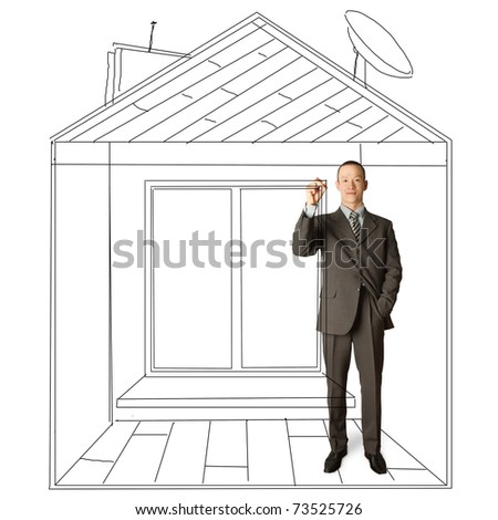 asian male businessman with marker in fictional house writing something on glass