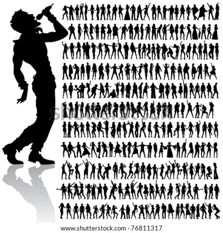 over 200 vector handmade dancing and singing peoples silhouettes