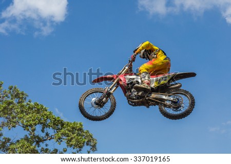 SINGBURI THAILAND - Nov 8 : The motorcross competition for charity and free fee to see. Nov 8, 2015 in Singburi province,Thailand