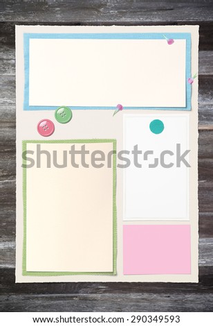 Blank Paper Page Layout On Old Wooden table for put the somthing