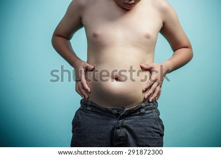 The size of stomach of children with overweight, Healthy and lose weight concept