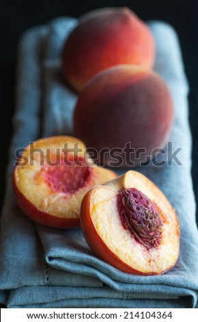 Freshly picked home grown ripe juicy peaches