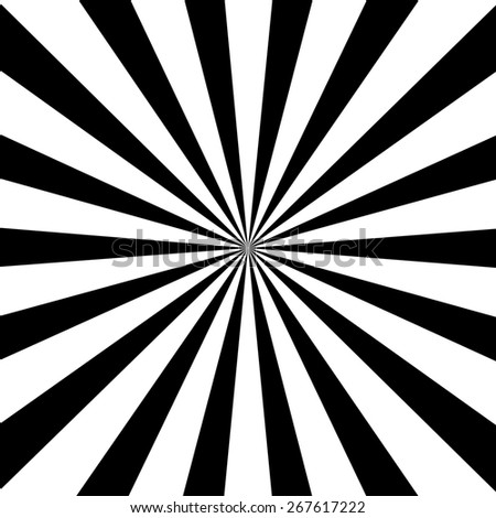 Monochrome abstract sunburst pattern background in black and white, with radial stripes moving out from the center.