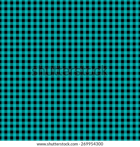 Classic traditional checked gingham tartan pattern in trendy turquoise blue and black.