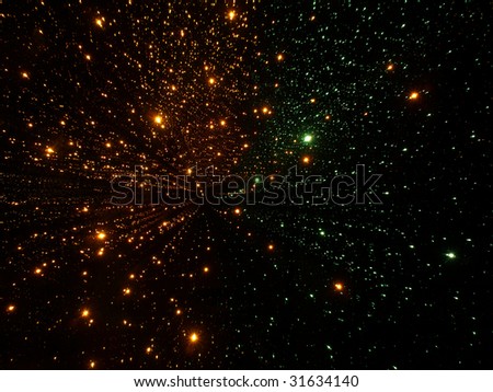 Multicolored stars twinkle on a black background