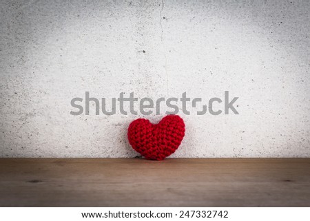 Red Heart Shaped Silk on Wood Floor and White Background