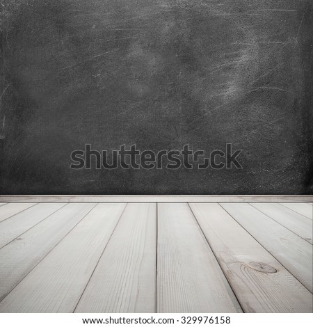 Blackboard and Wood Floor Texture Background , room interior design