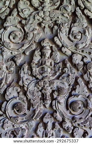 bas-relief of a goddess in a wall of a gallery of the first enclosure in the archaeological place of angkor wat in siam reap, cambodia