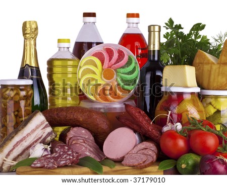 Full frame photograph of a meat variety of Food Produce; colorful and plentiful