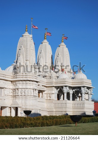 The Pinnacles and Domes of the Mandir Hindu Temple, Bartlett, Illinois, USA