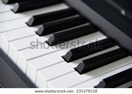 piano keys view from right angle