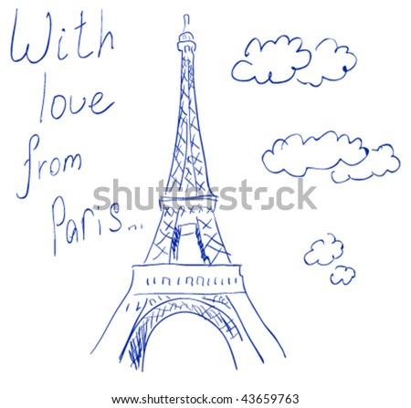 eiffel tower sketch. eiffel tower sketch.