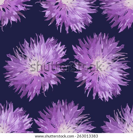 Flowers pattern. Spring pattern. Floral seamless pattern. Purple flowers. Vector.