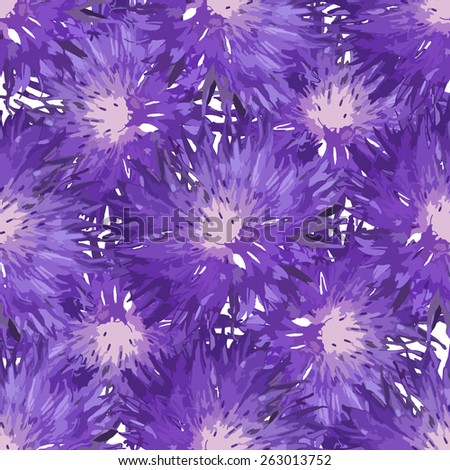 Flowers pattern. Spring pattern. Floral seamless pattern. Purple flowers. Dense arrangement.  Vector.