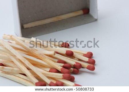 The match box and matches isolated on white background