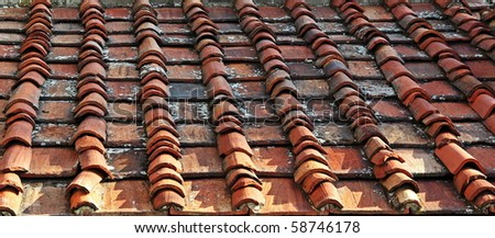 The old tiled roof in Florence