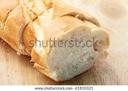 The french loaf on the board