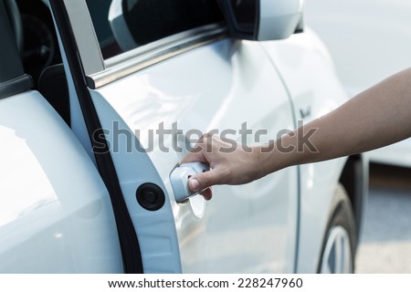 hand open door of auto car