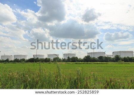 Petroleum storage factory under cloud blue sky