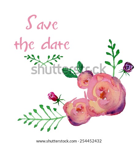 Save the date floral card. Vintage wedding invitation. flowers - summer bright background