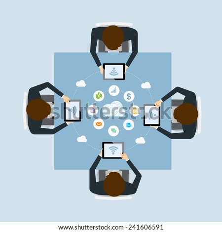 business teamwork meeting on line by cloud technology