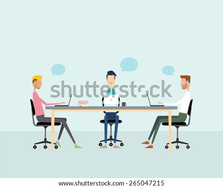 business teamwork meeting and working concept.business cartoon character