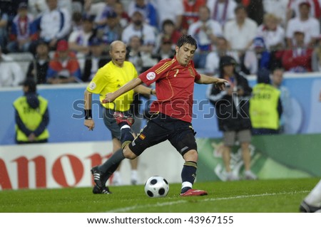 INNSBRUCK - JUNE 10: David Villa of Spain Football National Team during the match Spain-Russia 4:1 Euro2008 Group D scored 3goals. June 10, 2008, in Innsbruck, Austria