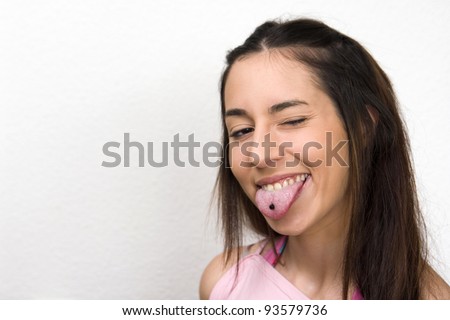 girl sticking out her tongue with a Persing