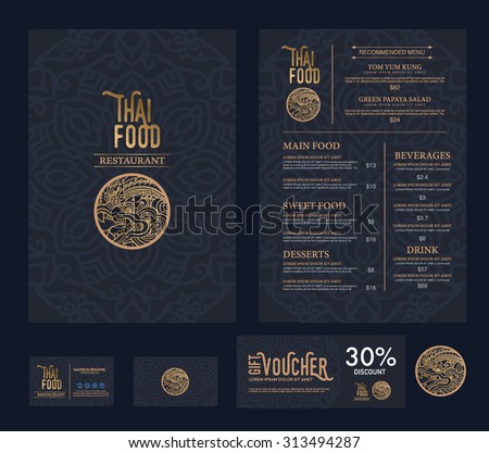 vector thai food restaurant menu template.