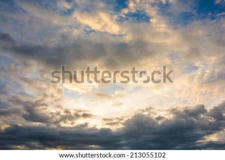 Cloudy sunset sky in Thailand.