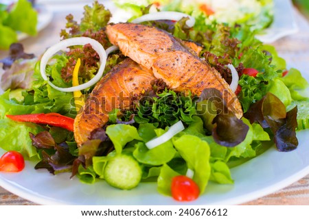 green and healthy food salmon salad.