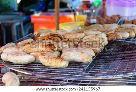 grilled banana in the market.
