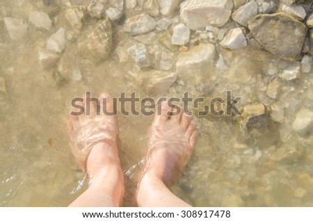 Foot relax relax by sea water