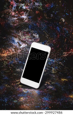 White Smart Phone  on galaxy background