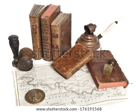 ancient books and old stamps