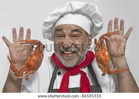 chef with crabs