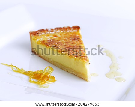 Sliced Lemon Tart with Candied Lemon Peel, Lemon Syrup