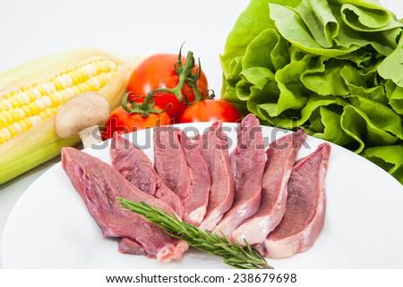 Pic heart slide with vegetable on white background