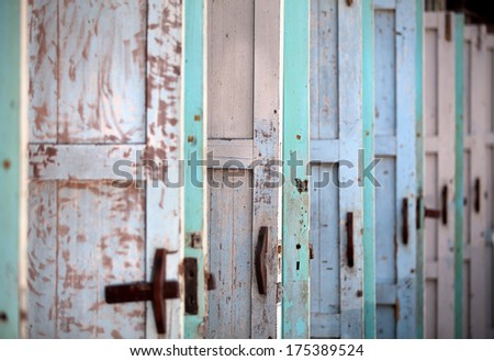 Grunge wood texture background old panel doors