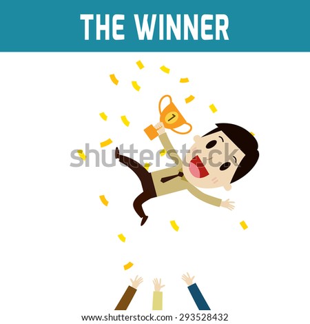 Successful. Successful businessman People were thrown to express \
their joy.\
Concept of business,\
people or asian,european cute character.\
Flat icon modern design style vector illustration concept.
